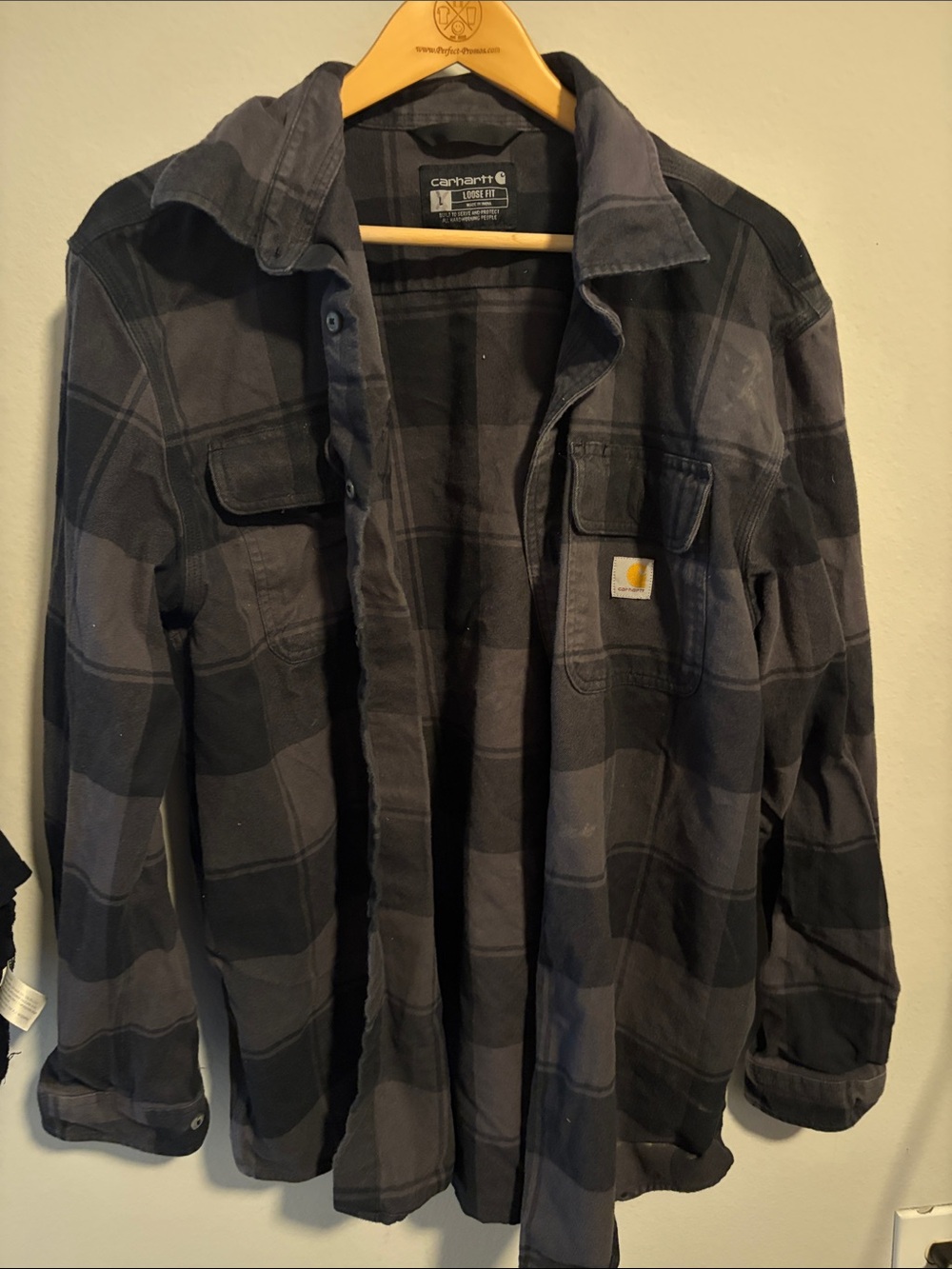 Carhartt Black & Charcoal Plaid Lightweight Shirt Jacket